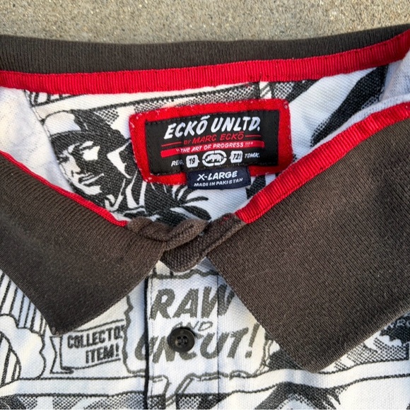 Y2K Ecko Unlimited AOP Comic Print Polo Shirt Men’s XL - Picture 4 of 7